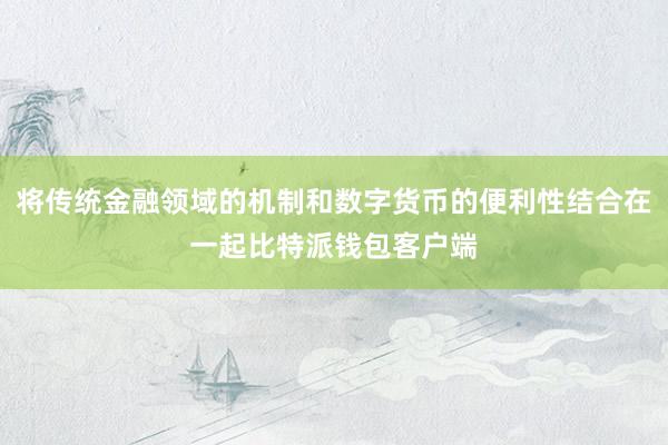 将传统金融领域的机制和数字货币的便利性结合在一起比特派钱包客户端