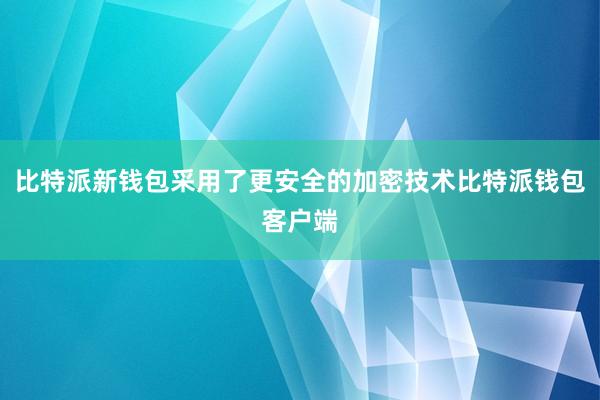 比特派新钱包采用了更安全的加密技术比特派钱包客户端