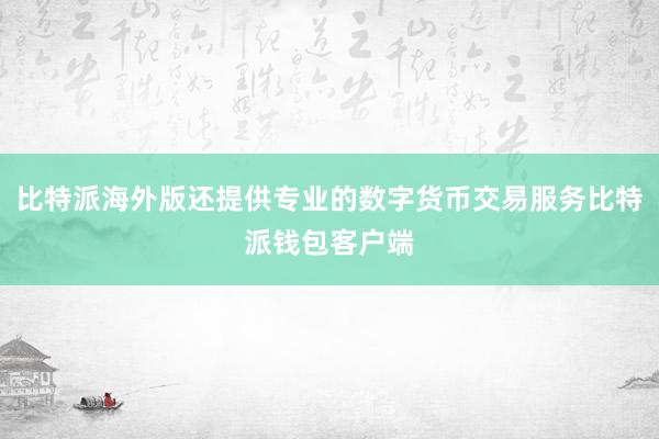 比特派海外版还提供专业的数字货币交易服务比特派钱包客户端