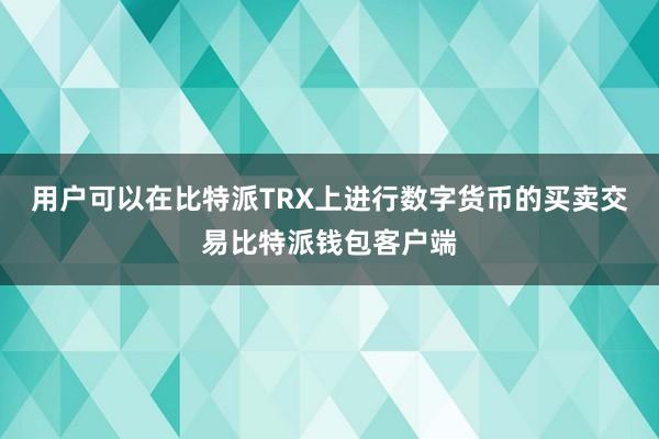 用户可以在比特派TRX上进行数字货币的买卖交易比特派钱包客户端