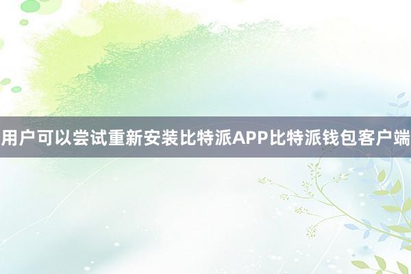 用户可以尝试重新安装比特派APP比特派钱包客户端