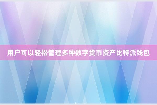 用户可以轻松管理多种数字货币资产比特派钱包