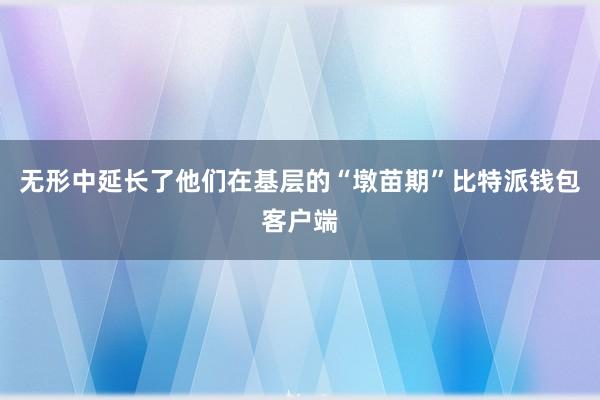 无形中延长了他们在基层的“墩苗期”比特派钱包客户端