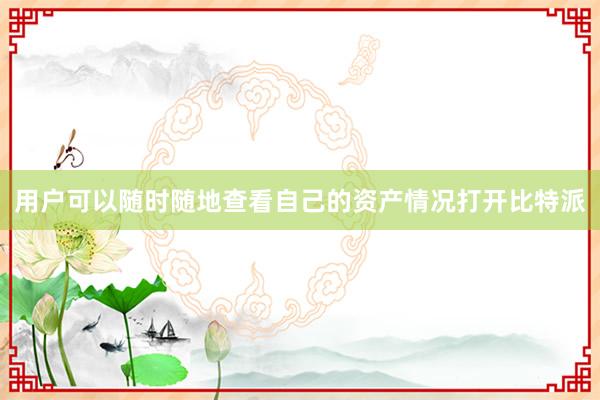 用户可以随时随地查看自己的资产情况打开比特派