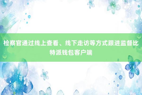 检察官通过线上查看、线下走访等方式跟进监督比特派钱包客户端